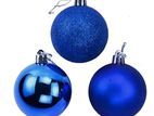 6 Pcs Blue Color Christmas Baubles