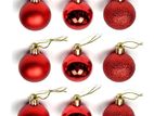 6 Pcs Red Color Big Ball Ornaments