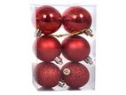6 Pcs Red Color Christmas Baubles