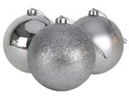 6 Pcs Silver Color Christmas Baubles