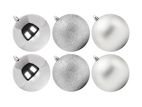 6 Pcs Silver Color Christmas Baubles