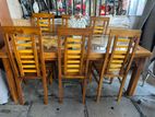 6-Seater Wooden Dining Table with Glass Top