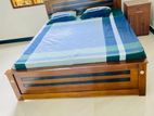 6*5 ft Teak Bed with DL Mattresses Bedside Cupboard