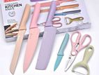 6pcs High Carbon Colourful Steel Kitchen Knife Set