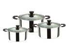 6pcs Stainless Steel Cookware with Glass Lid