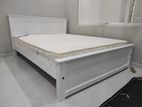 6x5 (72x60) Teak White Colour Box Bed With Arpico Spring Mettress