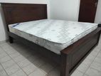 6x5 New - Teak 3.5 Leg Large Box Bed With Arpico Spring Mettress