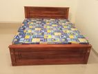 6x5 Queen Size Teak Box Bed and Double Layer Mattress