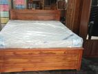 6x5 Teak Box Bed and Arpico Spring Mattress