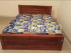 6x5 Teak Box Bed and Double Layer Mattress