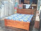 6x5 Teak Box Bed and Double Layer Mattress