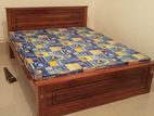 6x5 Teak Box Bed and Double Layer Mattress
