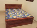 6x5 Teak Box Bed and Double Layer Mattress