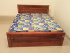 6x5 Teak Box Bed with Double Layer Mattress