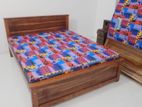 6x5 Teak Box Bed with Double Layer Mattress