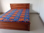 6x5 Teak Box Bed with Double Layer Mattress