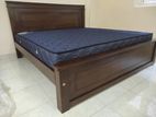 6x6/ 72x72 Teak 3.5 Leg Large Bed & Arpico Spring Mattress / 1121