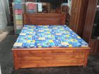 6x6 Teak Wood Box Bed with Double Layer Mattress