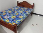 72 X36 Teak Arch Bed and Double Layer Mattress