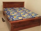 72 X60 Queen Size Teak Box Bed and Double Layer Mattress