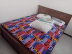 72*60- 6*5 Teak Box Bed and Double Layer Mattress