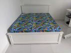 72*60 Teak White Box Bed with Hybrid 5 Layer Mattress