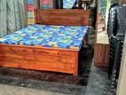 72x60 - 6x5 Teak Box Bed and Double Layer Mattress