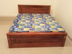 72x60 - 6x5 Teak Box Bed and Double Layer Mattress