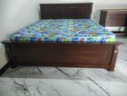 72x60 (6x5) Teak Box Bed With Arpico Hybrid Mattress / 1229