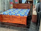 72x60 Queen Size Teak Box Bed and Double Layer Mattress