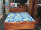 72x60 Queen Size Teak Box Bed and Double Layer Mattress