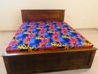 72x60 Queen Size Teak Box Bed and Double Layer Mattress