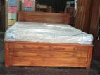 72x60 Queen size Teak Box Bed and Spring Mattress