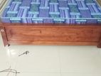 72x60 Queen Size Teak Box Bed With Double Layer Mattress