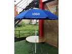 7Feet Garden Beach Umbrella With Wooden Table