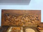 8 Horses Wooden Carving