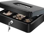 8" Petty Cash Tin Steel Money Safe Box with Lock 2 Keys
