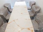 8 Seater Marble Epoxy Top Table Set