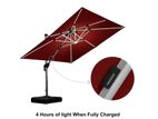 8x8 Ft Square Double Top Deluxe Solar Powered LED Umbrella