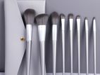 9 Pcs Makeup Brush Set With Leather Purse - Professional
