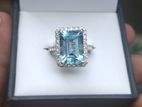 925 Silver Lady's Ring with Natural Blue Topaz Gemstone