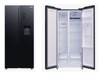 Abans 450 L Side-By-Side Refrigerator - Black Tempered Glass