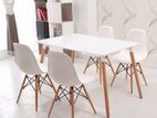 ABC 4 Chair Dining Table Set *WHITE*