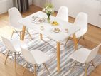 ABC 6 Chair Dining Table Set *WHITE*
