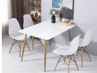 ABC Office Dining 4 Chair with Table Full Set White