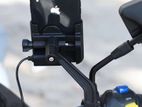 Aluminum Alloy Motorcycle Bike Phone Holder with USB Charger Side Mirror
