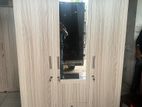 American White Melamine Three Door Full Set Mirror Wardrobe