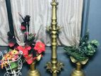 Antique Brass Oil Lamp with Vase