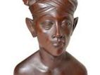 Antique Hand Carved Wooden Balinese Bust Sculpture