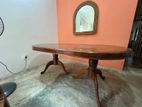 Antique Teak Dining Table with 6 Wooden Chairs